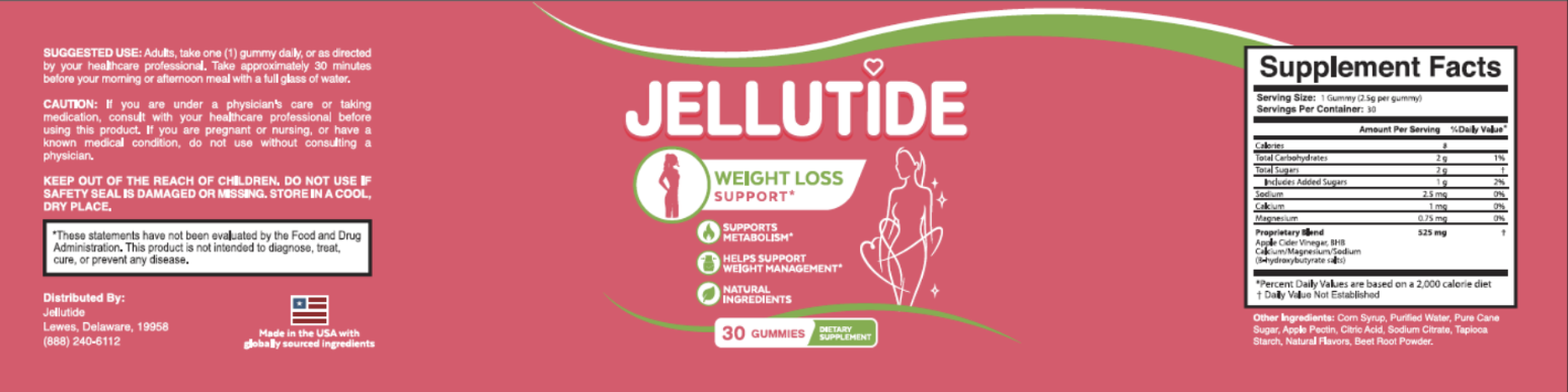 JelluTide bottle label showing suggested use, Supplement Facts panel and other ingredients